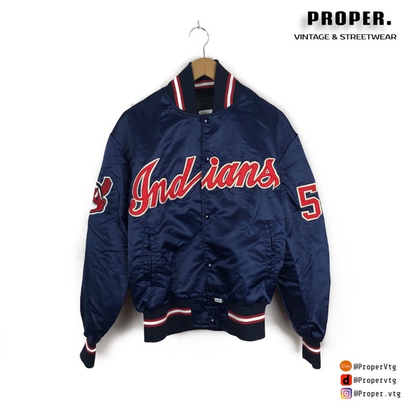 Vintage Cleveland Indians Bomber Jacket 90s Mlb - Picture 1 of 6